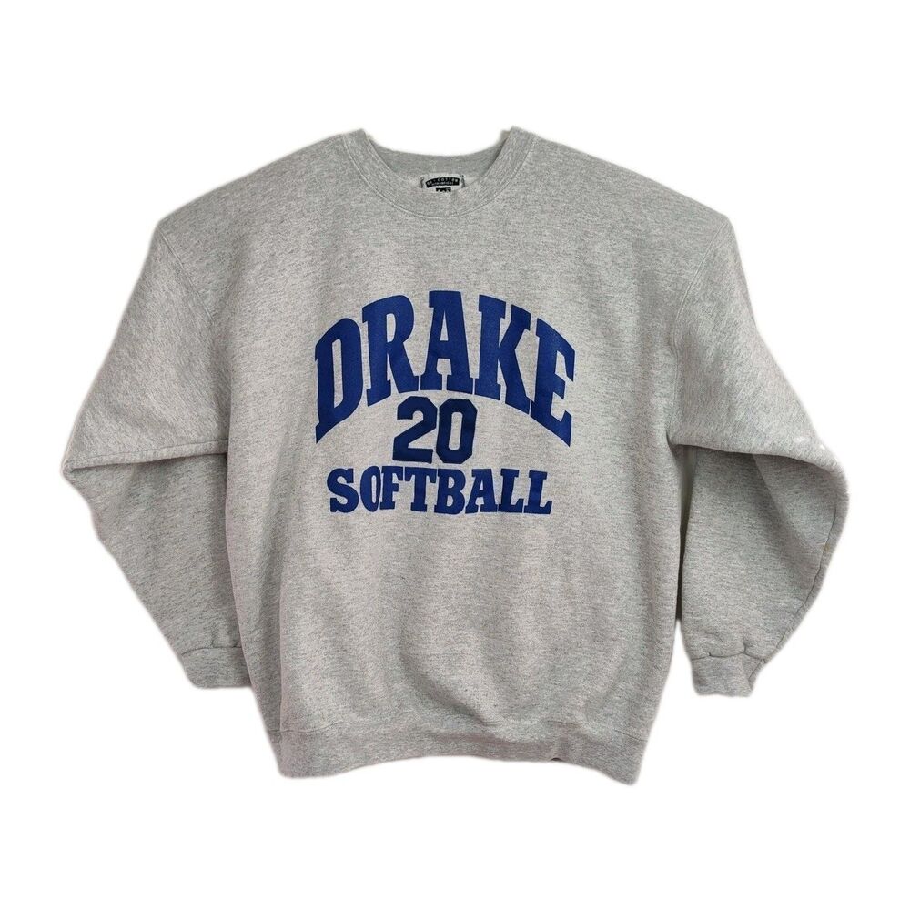VTG Lee Ultraweight Drake 20 Softball Sweatshirt Men's XL Gray Printed Crew Neck
